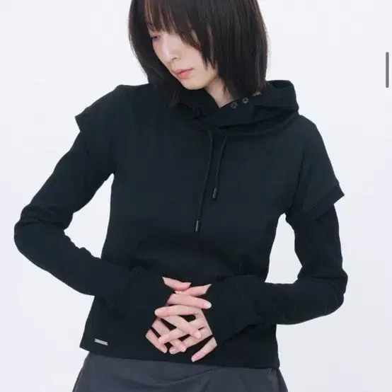 미세키서울 Raglan layered hoodie SET BLACK