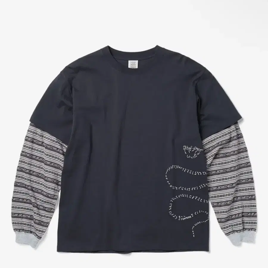 예스아이씨 자카드 롱슬리브 Jacquard Stripe Layerd L/S Charcoal
