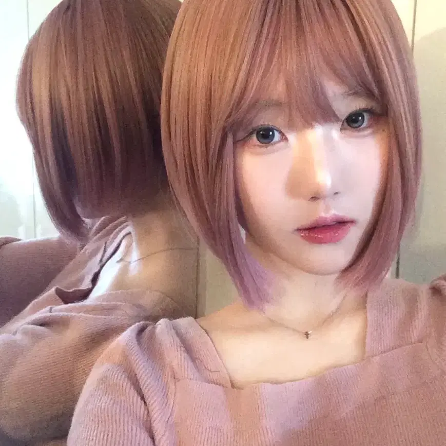 (배송비 포함) 핑크 단발 가발