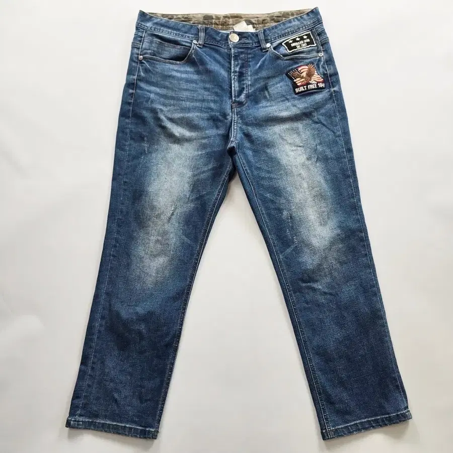 지프 청바지 스판 패치워크 슬림 데님팬츠 사이즈32 R7551