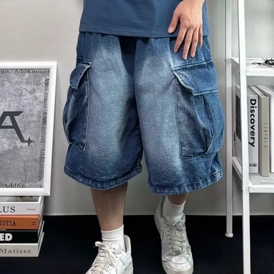 워터앤솔트 카고 반바지 청 반바지