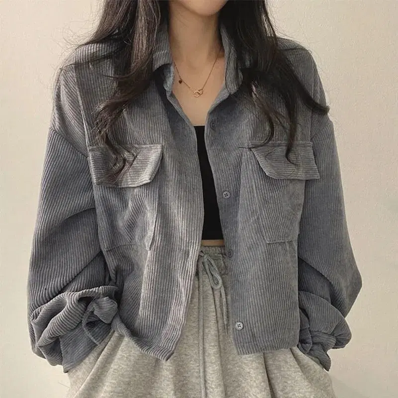 코듀로이 셔츠 그레이