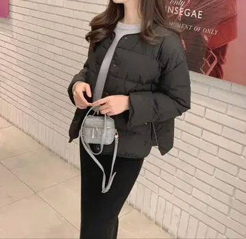 지퍼 밑단 다운 자켓 블랙