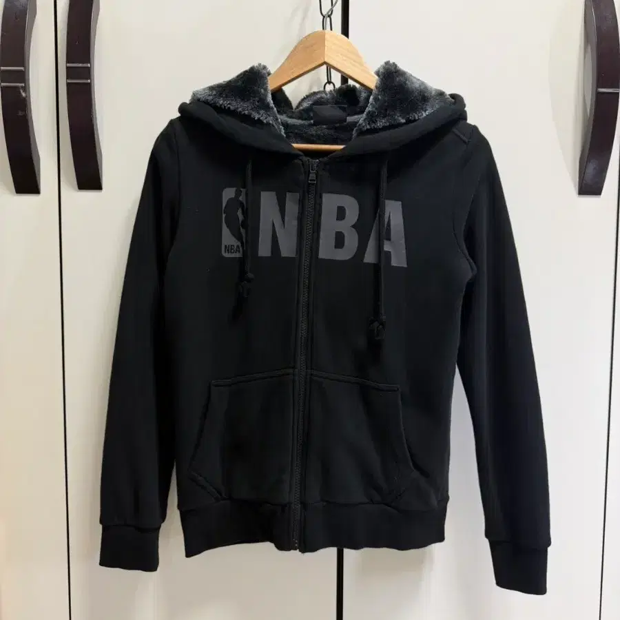 NBA 블랙 보아퍼 털안감 후드집업 XS 85 겨울 기모 후드