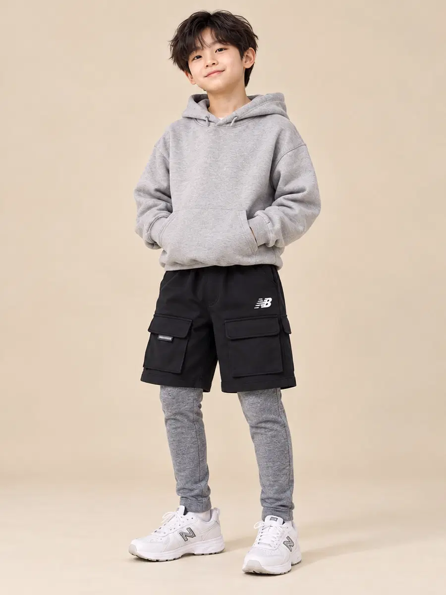 140사이즈 뉴발란스 기모 반바지레깅스 정품 키즈 블랙