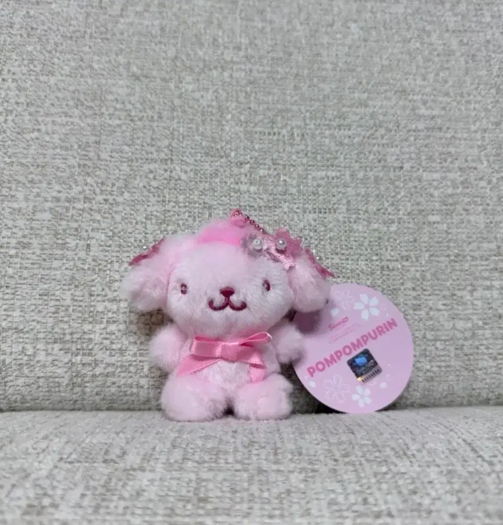 정품 산리오 폼폼푸린 핑크톤 8cm 키링 인형(재고 1개)