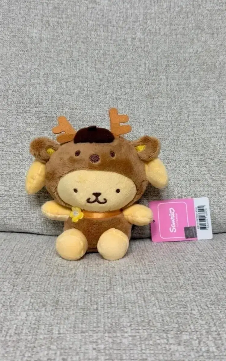 정품 산리오 폼폼푸린 꽃사슴 13cm 키링 인형