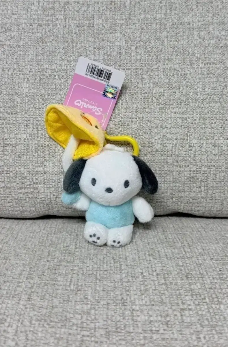 정품 산리오 포차코 레인 비 우산 가방고리 키링 인형(재고 3개)