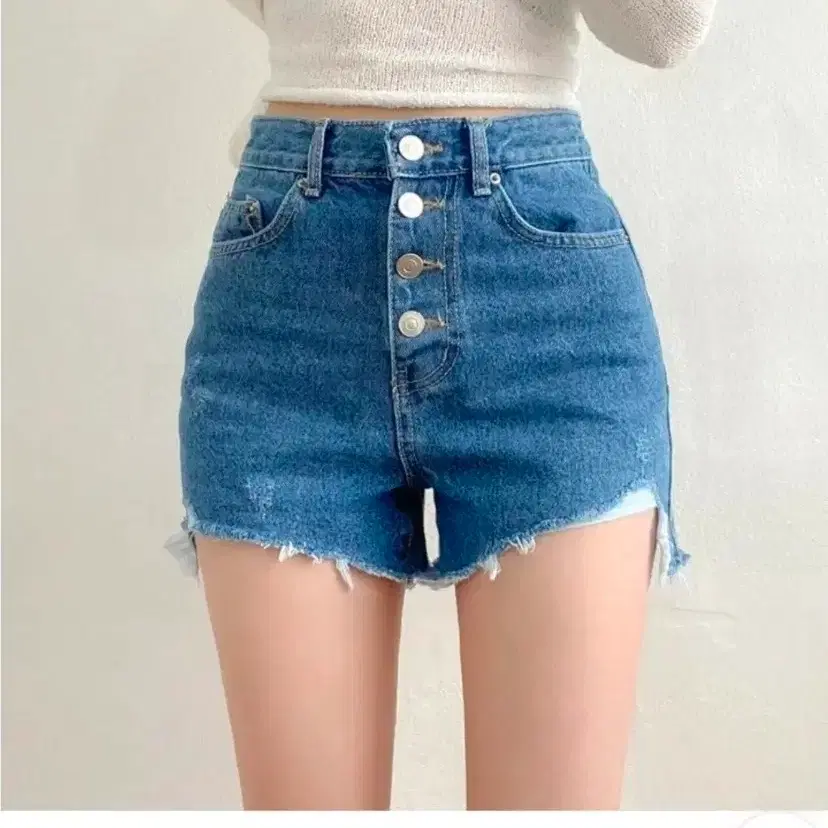 하이웨스트 버튼 청바지