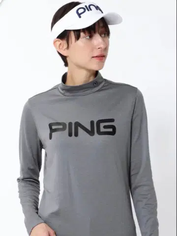 새상품 PING 여성용 골프웨어 긴팔 모크넥 셔츠 그레이