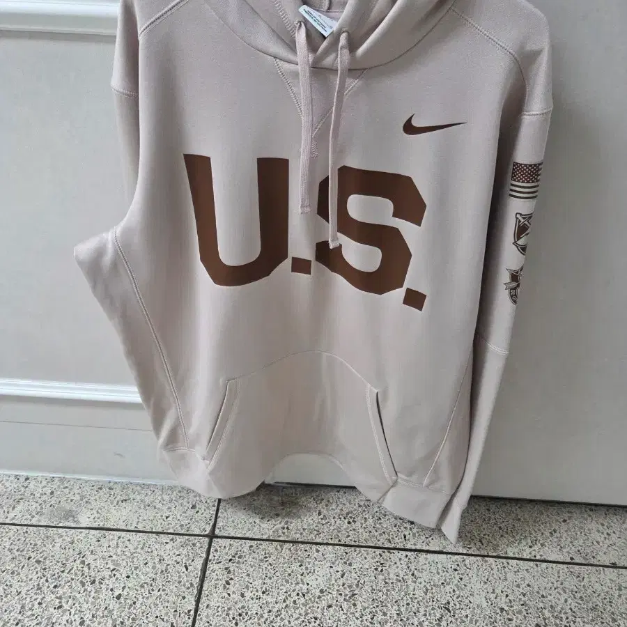 나이키 베이지 U.S. army 오버핏 후드