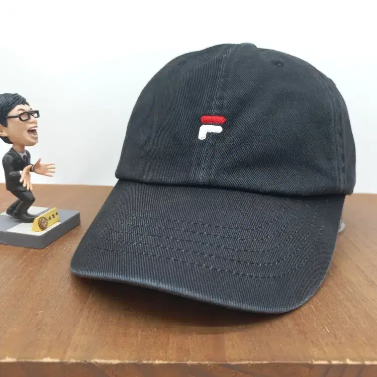 FILA 휠라 헤리티지 F로고 자수 코트캡 캐주얼 야구모자 볼캡 블랙