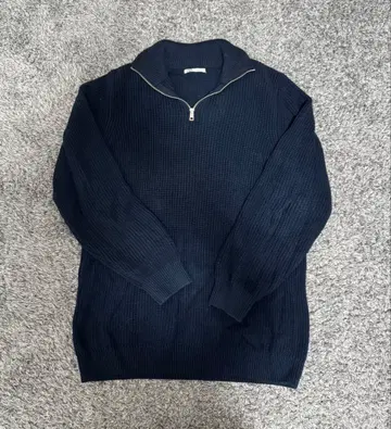 ZARA 하프 지퍼 니트 스웨터 네이비