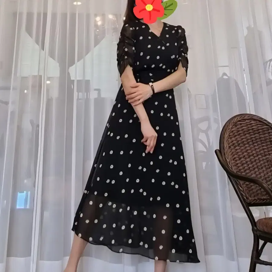 데이지 쉬폰 랩스타일 롱원피스