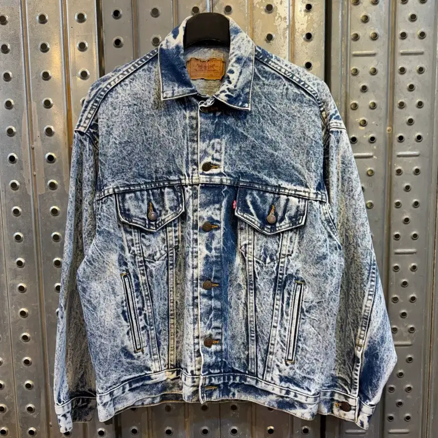 80s Made in USA 리바이스 70507 애시드워시 데님 트러커 자켓 S