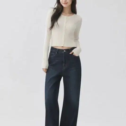 여31/리리앤코 네이비 데님 와이드 팬츠