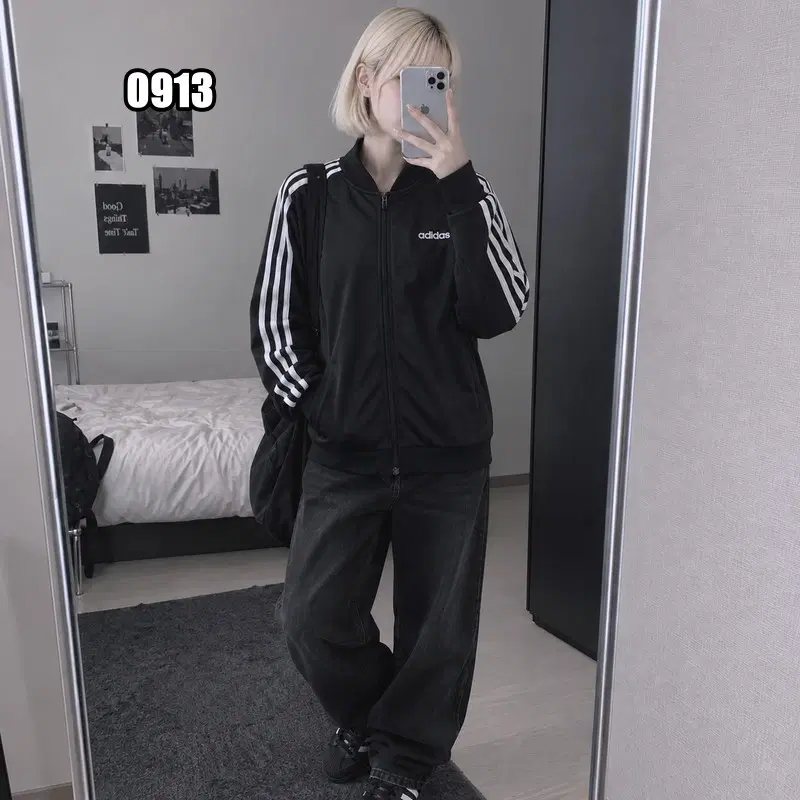 2XL 아디다스 3S 로고 트랙탑 져지