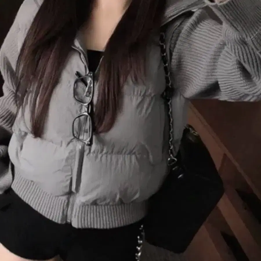 그레이 숏 패딩 점퍼
