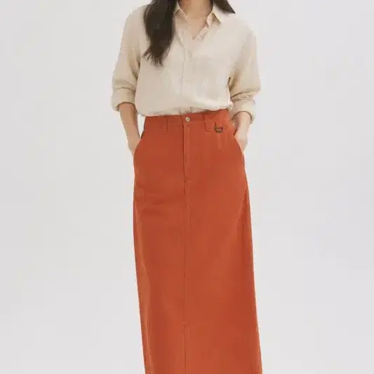 여24/키르시 오렌지 H라인 롱 스커트