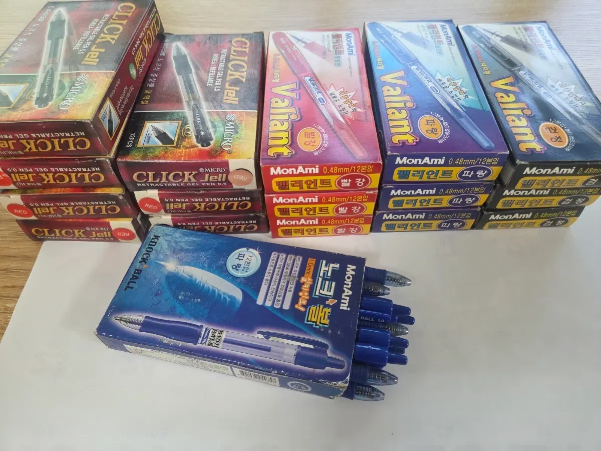 (일괄판매)모나미 중성펜 16Box, 노크볼 1Box / 총 17Box
