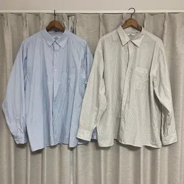 UNIQLO :C 브로드 오버사이즈 셔츠 스트라이프 2장 세트 XXL