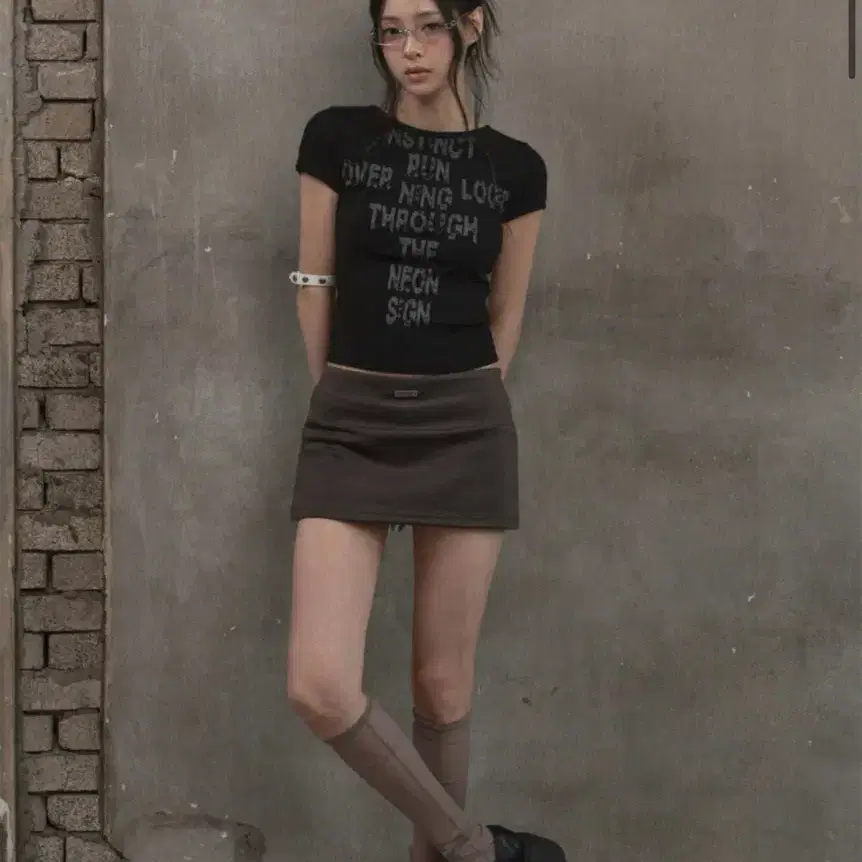 Stretch Mini Skirt Pants (charcoal)