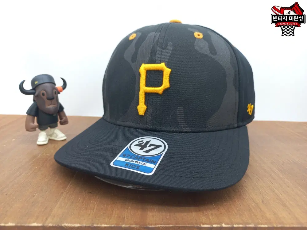 [새상품] 47브랜드 MLB 피츠버그 파이리츠 P 로고 키즈 OSM 아동 스냅백 야구모자 블랙 옐로우