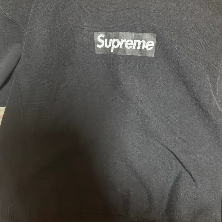 2xl/xxl 슈프림 워시드 박스로고 크루넥 맨투맨 블랙 25SS
