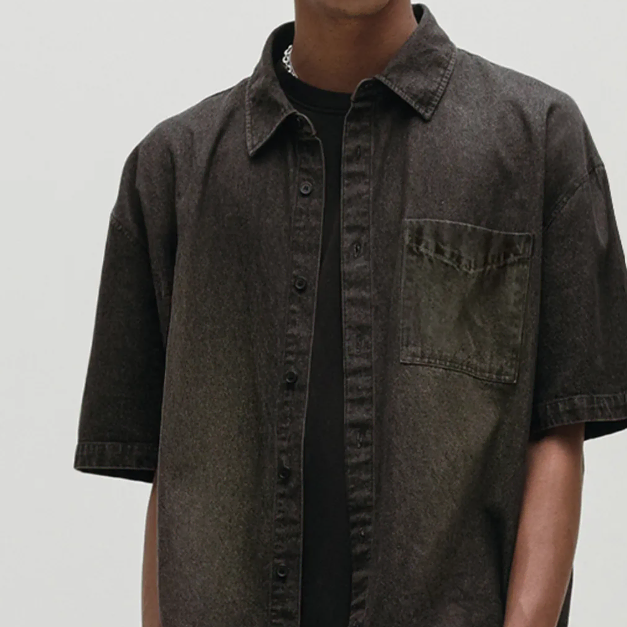 카네이테이 DENIM HALF SHIRT (BLACK)