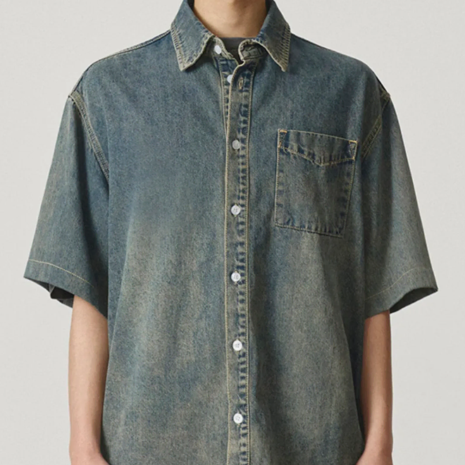 카네이테이 DENIM HALF SHIRT (BLUE)