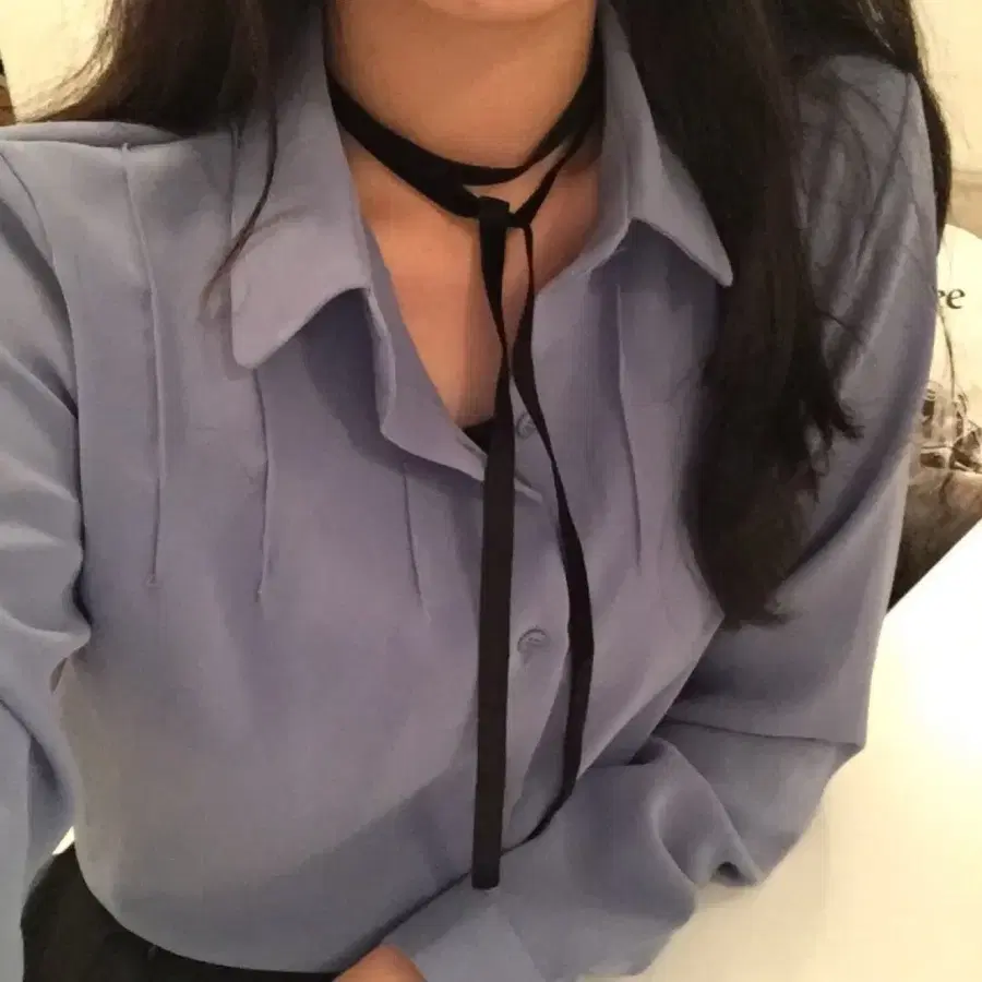 리본 스카프 블라우스 벨벳 리본