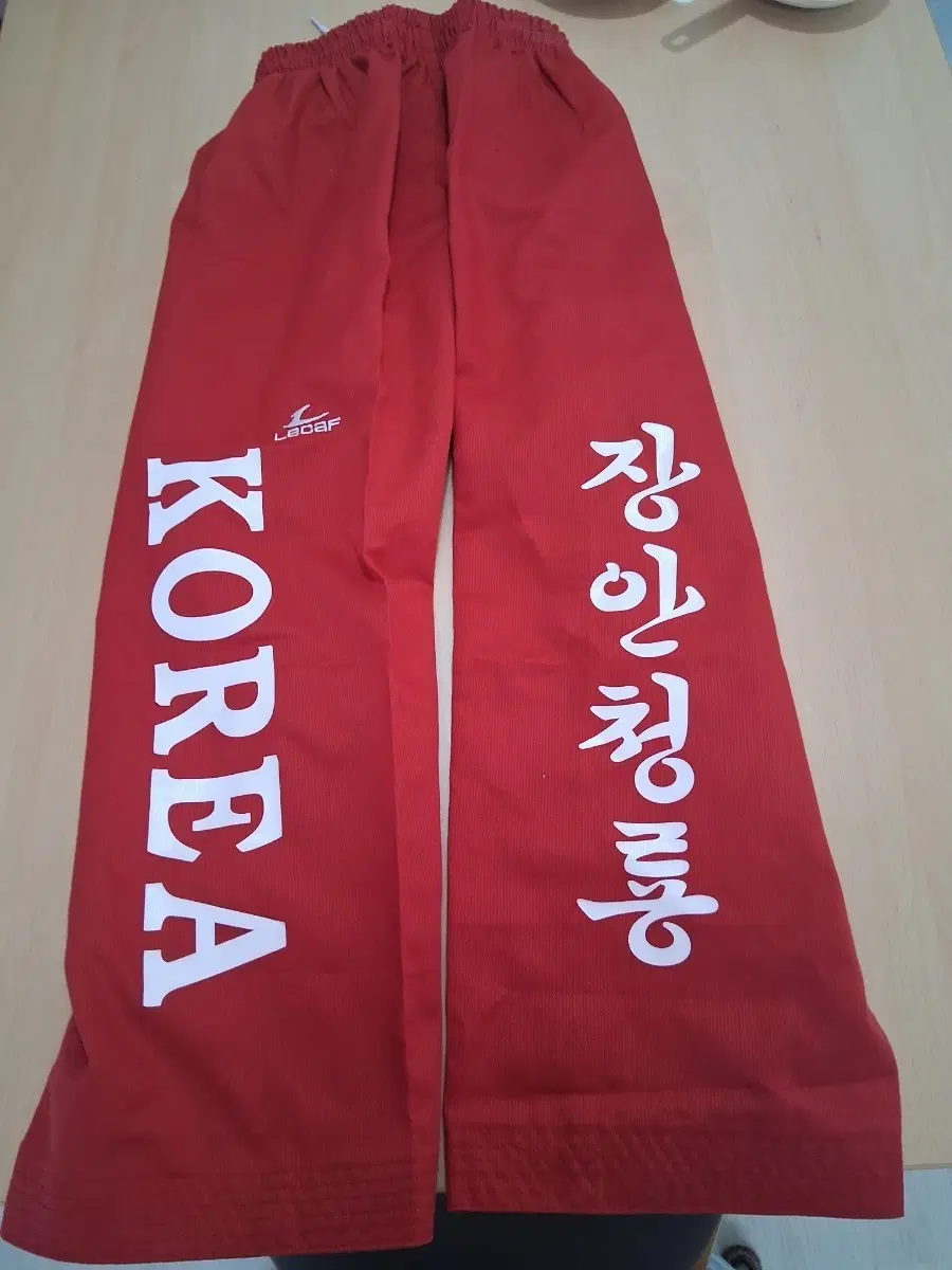LEDAF 장안청룡태권도 도복 바지 시범단 전용 하의 (빨강)