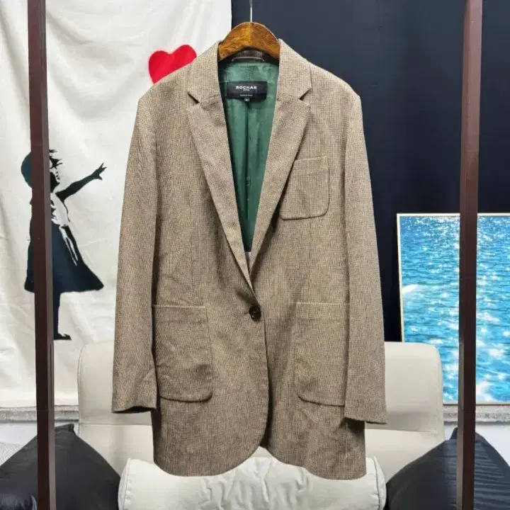[로샤스] 여성 싱글버튼 울 자켓 베이지톤