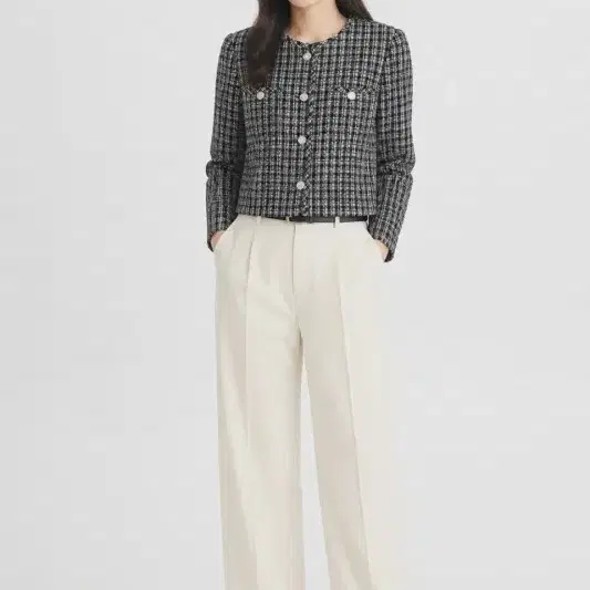 여66/라인 22FW 더블 버튼 트위드 자켓