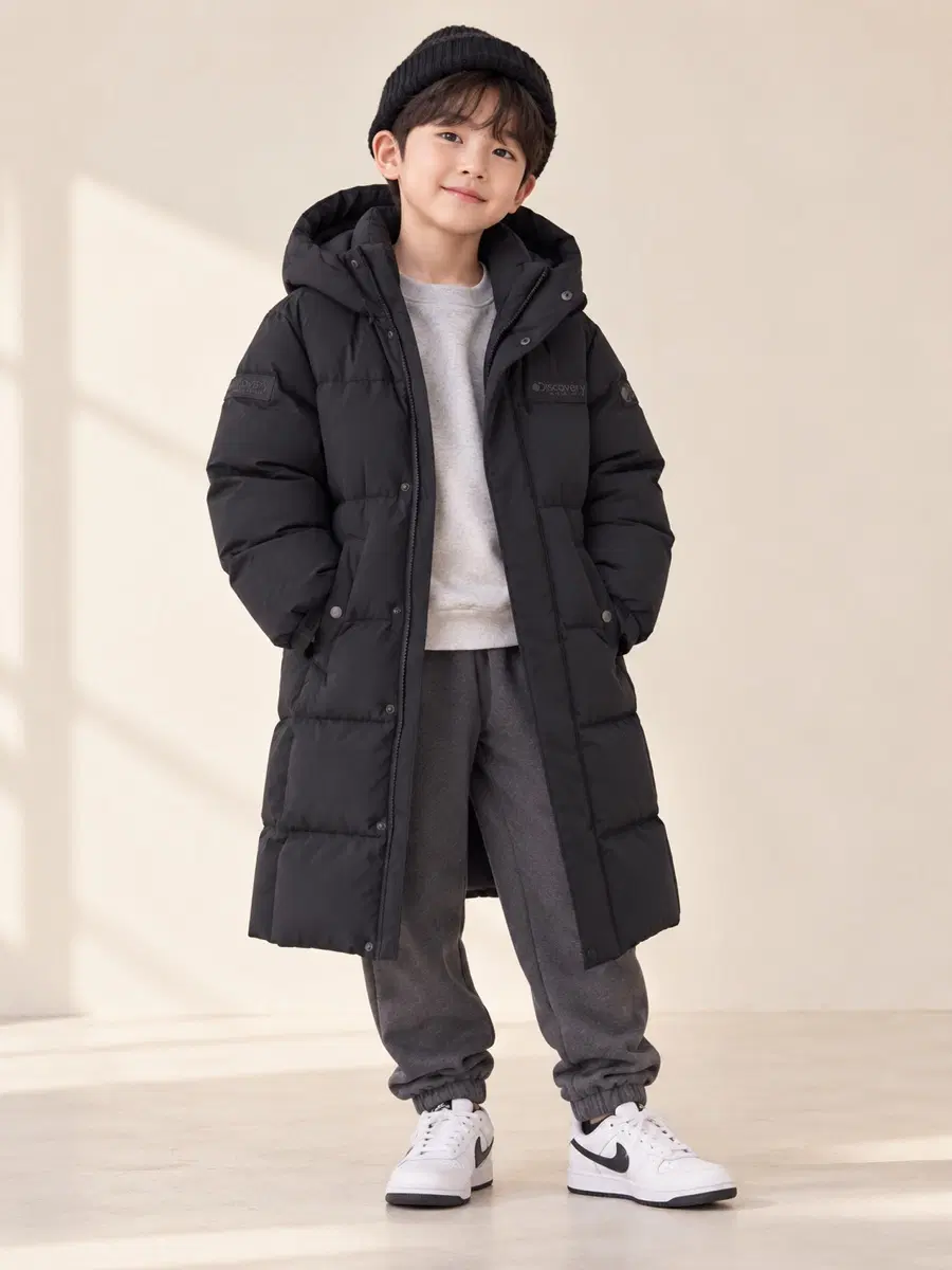 130사이즈 디스커버리 덕다운 롱 패딩 블랙 정품 키즈