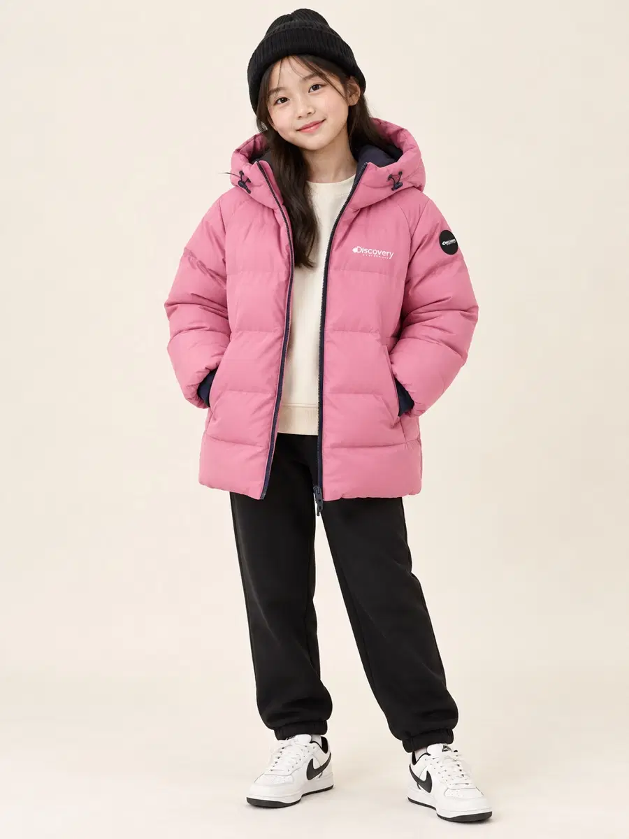 140사이즈 디스커버리 덕다운 패딩 분홍색 정품