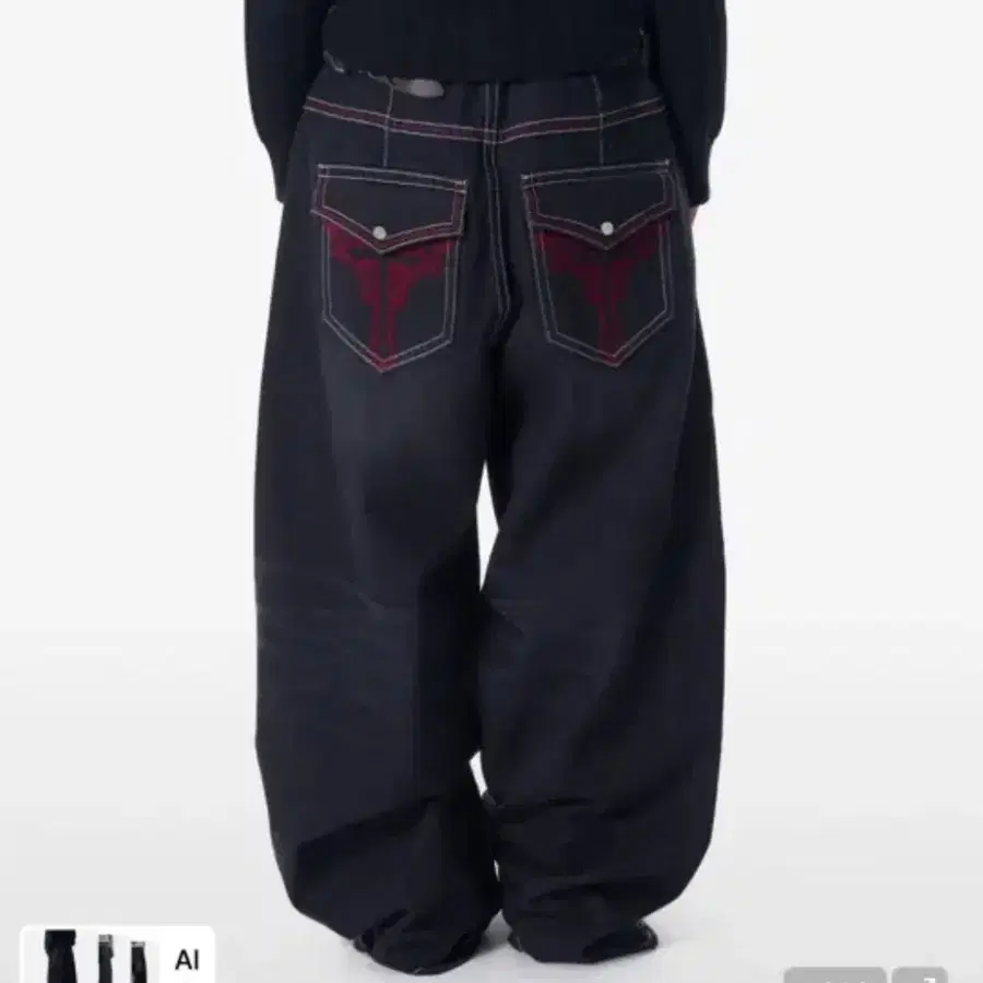 아캄 바지 CROS2 Washed Denim Pants (Black)