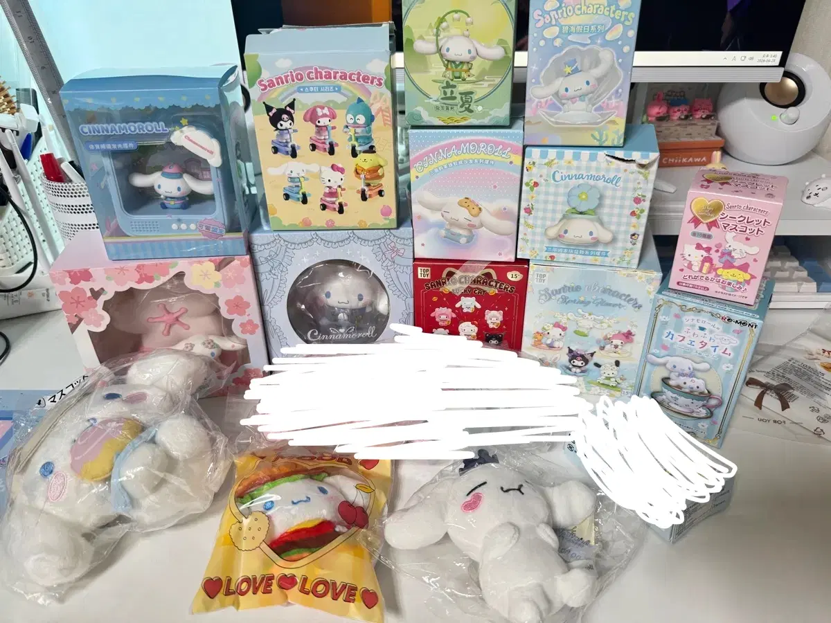 일괄) 시나모롤 굿즈 일괄 +마멜스쿠터 피규어 키링 무드등 산리오