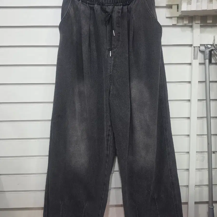 밴딩 와이드벤딩 데님 팬츠 (흑청)