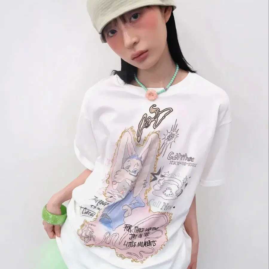 타입서비스 Rabbit Ruched Top [White] 반팔 미착용새상품