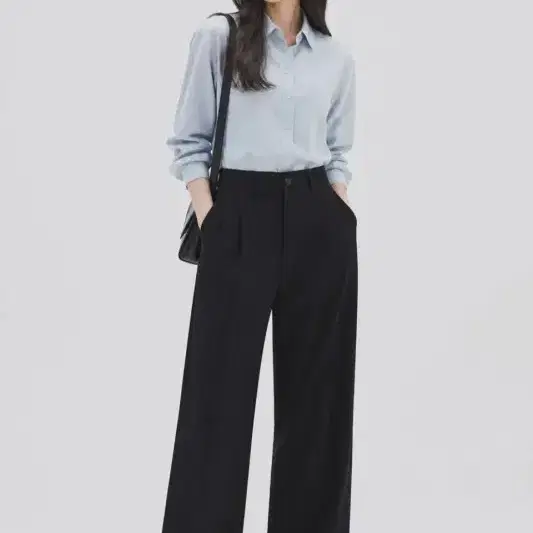 여27/파사드패턴 블랙 코튼 와이드 팬츠