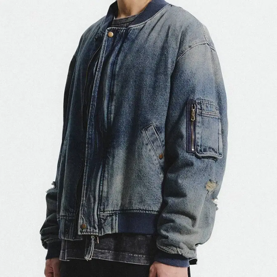 S) 주앙옴므 DENIM MA-1 JACKET (MIDDLE BLUE)