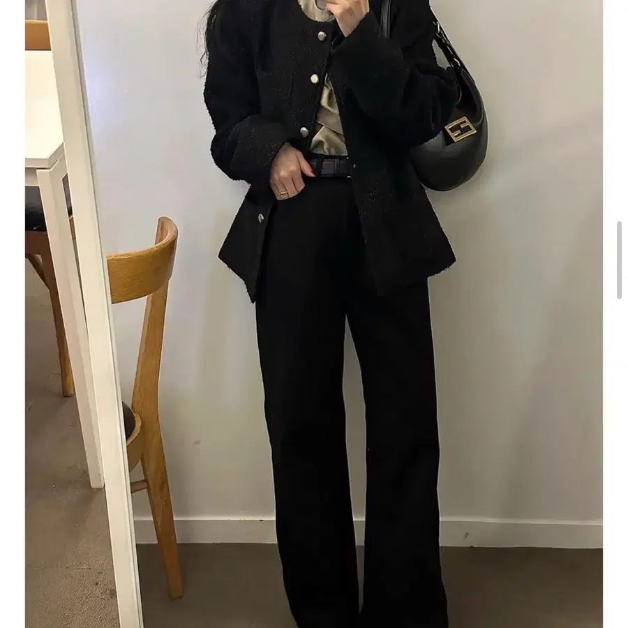 유인어스 마고란 여성 하이웨스트 롱 세미와이드 코튼 데님 팬츠