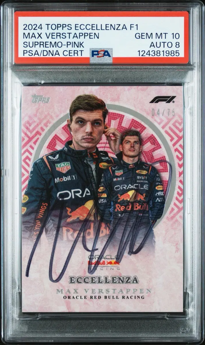 2024 탑스 엑셀렌자 F1 막스 베르스타펜 친필사인 핑크 페러럴 GEM MINT 10