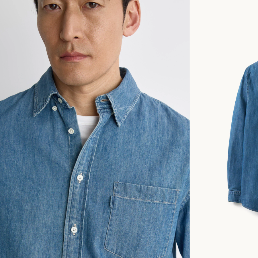 [5] 포터리 데님 버튼다운 셔츠 미드 블루