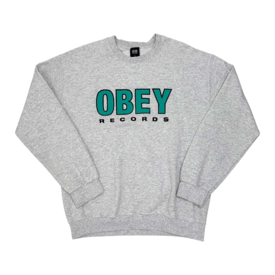 오베이 OBEY 멜란지그레이 로고 그래픽 맨투맨 M