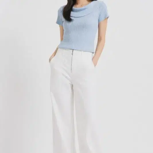 여27-28/산드로 슬림핏 화이트 팬츠