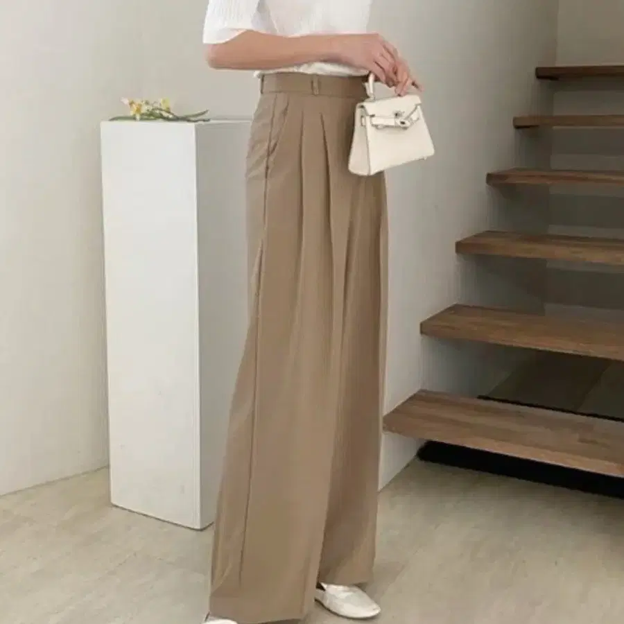 MARFA 베이지 핀턱 와이드 팬츠 M