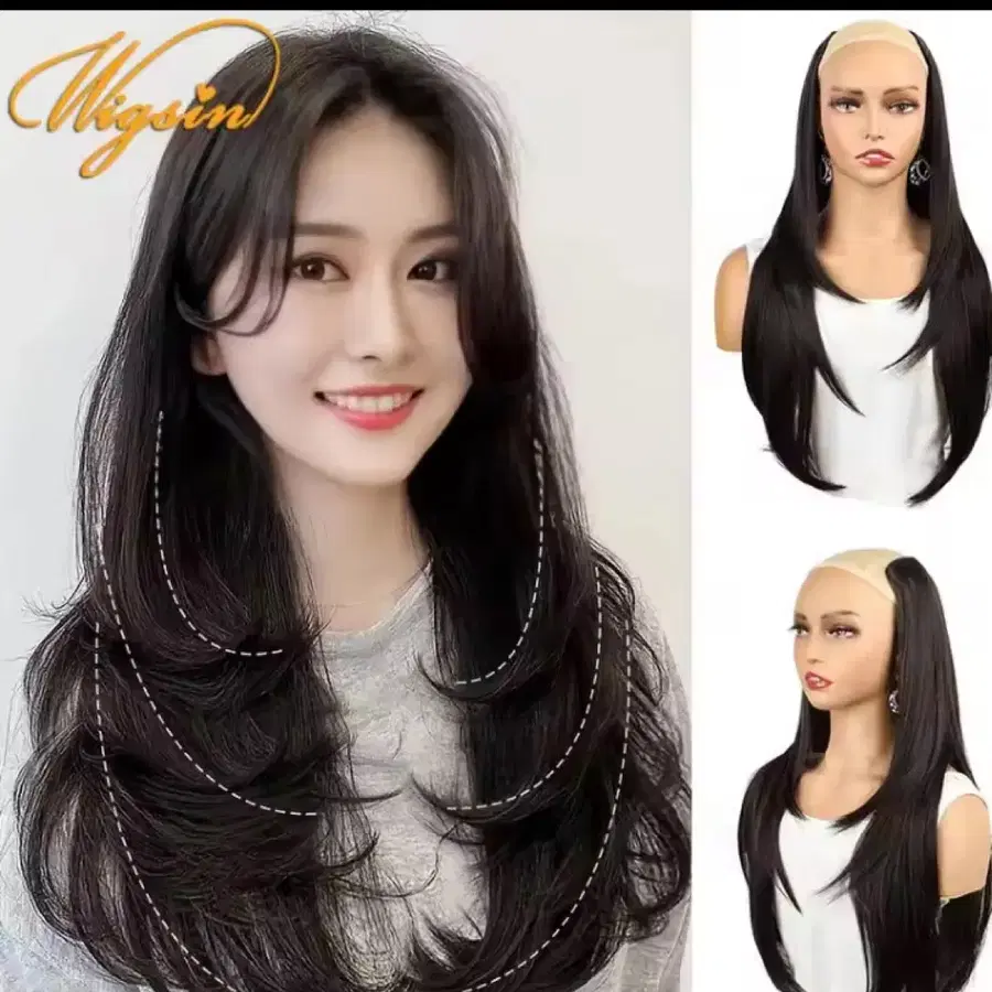 22인치 레이어드컷 헤어피스 반가발 클립형 가발