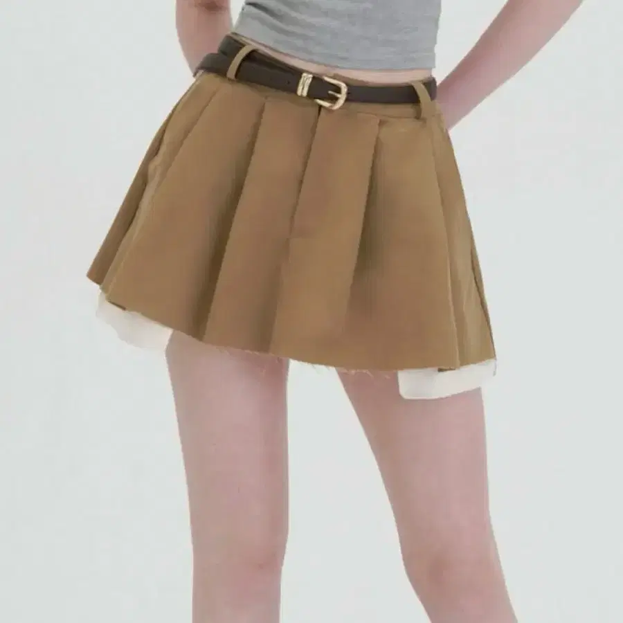 비보라 와이드 턱 미니 스커트 베이지스커트
